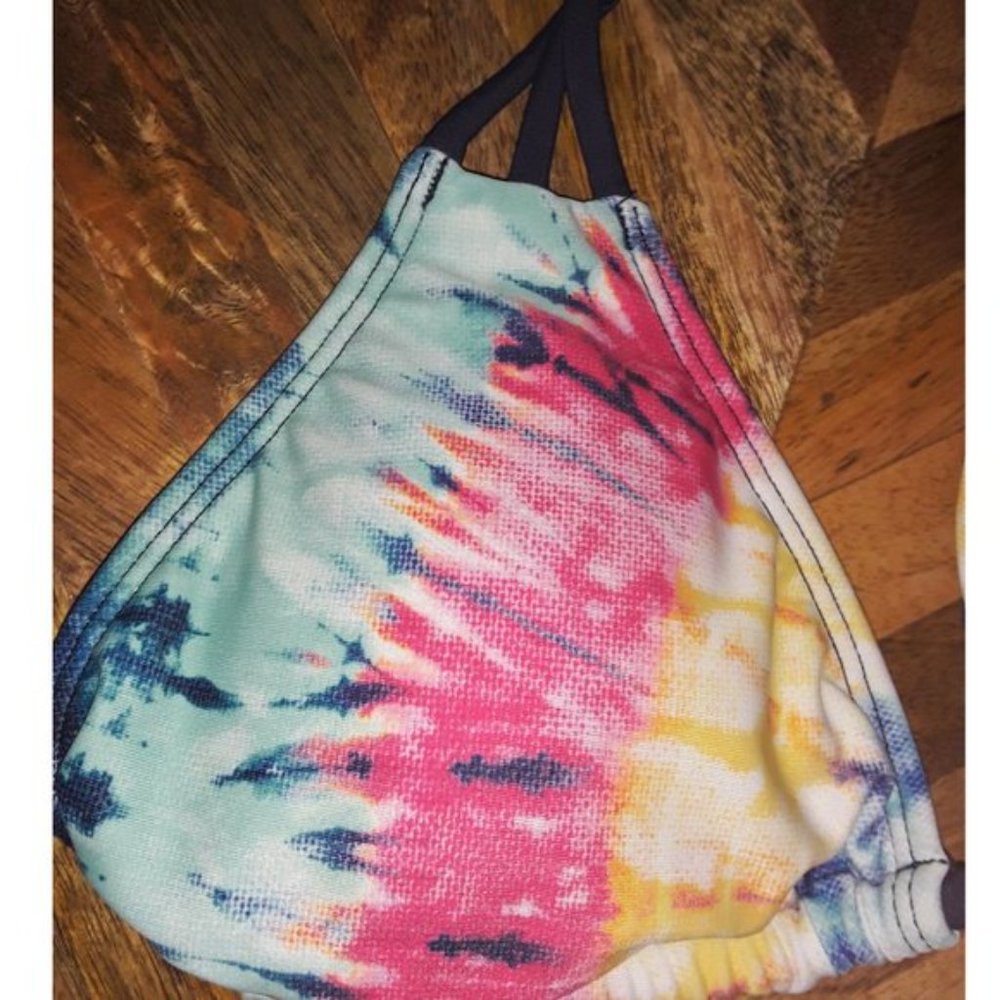 ARIZONA Navy Blue Colorful Tie-Dye Triangle String Y2K Bikini Set - Size S - Picture 6 of 11